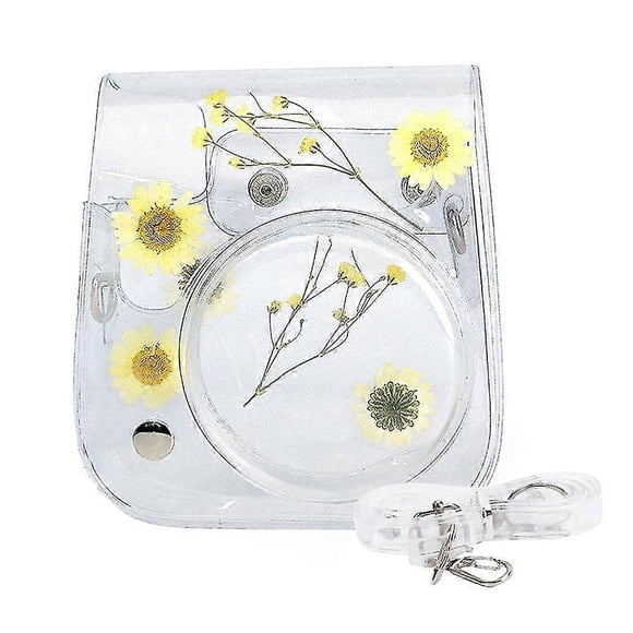 Estuche protector transparente Daisy para cámara compatible con Fujifilm Instax Mini 11/8/9 con correa de hombro ajustable