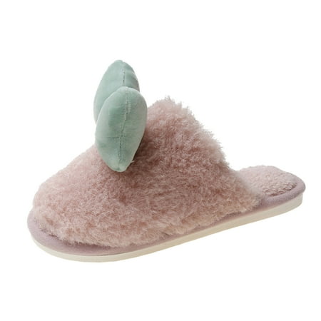 

AIMAOMI Fashion Winter Women Slippers Flat Bottom Non Slip Round Toe Bow Knot Solid Color Plush Warm And Comfortable Women s Slipper H
