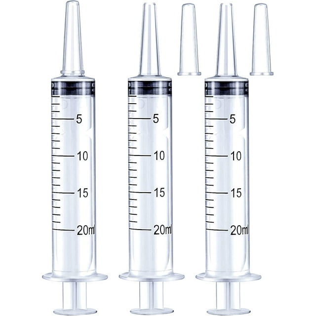ZHAOCHENG Jeringas de 20 ml para Líquidos, Oral, Laboratorios Científicos, Medición, Dispensación, con Tapón - 3 Jeringas de 20 ml