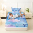 thumbnail image 3 of Manfei Cute Kitten Paw Twin Fitted Sheet, Dreamy Cloud Galaxy Bedding, Blue Purple, 2 Pieces, 1 Fitted Sheet and 1 Pillowcase, 3 of 6