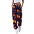 thumbnail image 2 of Women's Pajama Pants Soft Pj Pants Lounge Pajama Bottoms Cartoon Pumpkin Ghost Sleepwear Wide Leg Pants Puls Size Dance Bottoms, 2 of 6