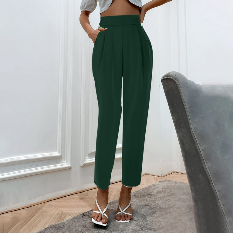 UJNDER Women's High Waisted Satin Pants Loose Fit Dress Pants with Pockets  for Casual Wear Red XL
