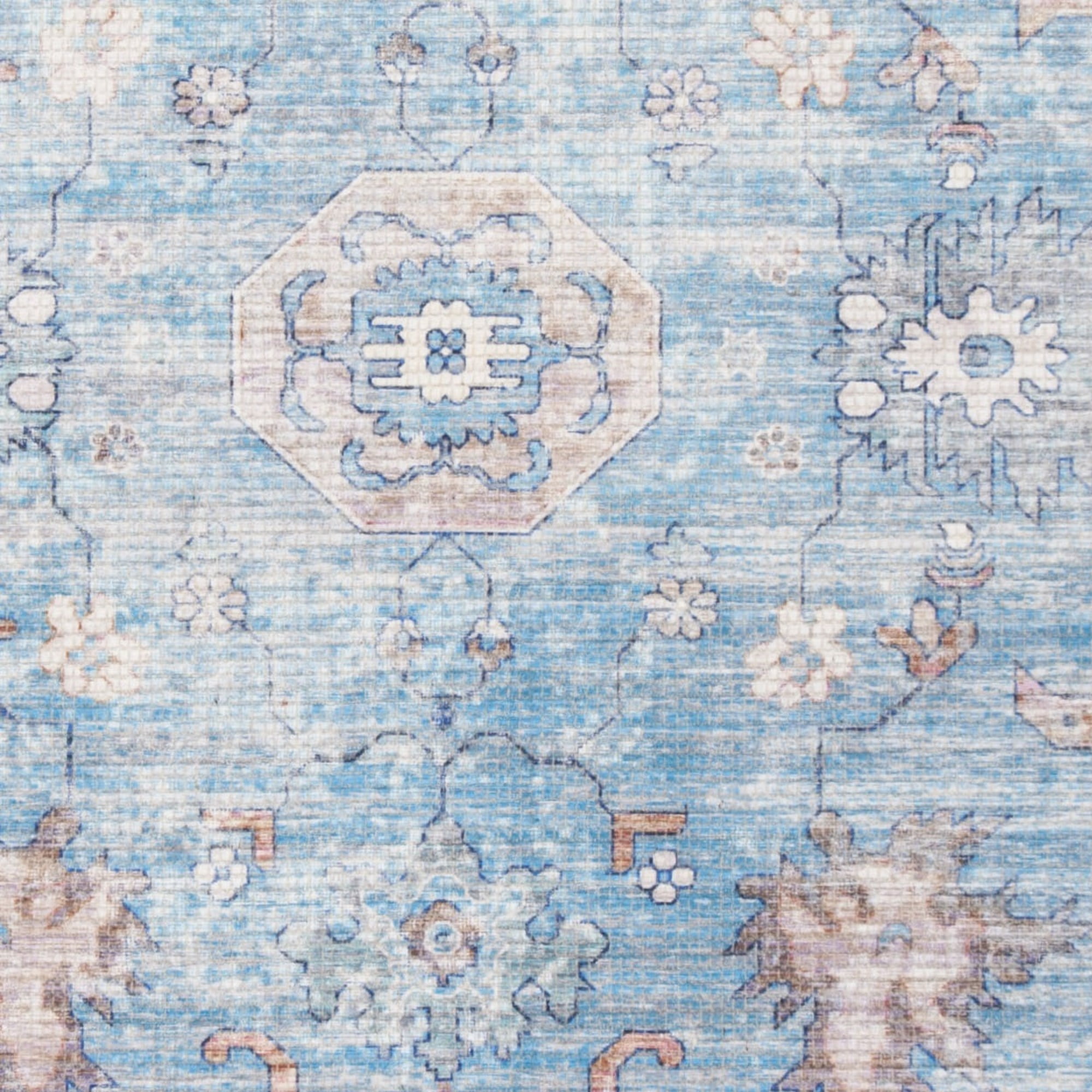 SAFAVIEH Saffron Wallace Floral Bordered Area Rug, Aqua/Navy, 5' x 8'