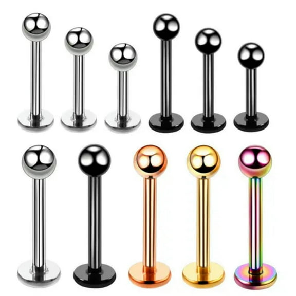 K-KED 20PCS/lot Gold Black Labret Bar Monroe Piercing Lip Stud Tragus Body Piercing-16G 6mm-Silver