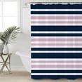 thumbnail image 2 of Navy Blue Pink Striped Shower Curtains for Bathroom Waterproof Fabric Bath Curtains Decor Bath Tub Curtain Gradient Horizontal Lines Decorative Shower Curtain Sets with 12 Hooks, 72x72 Inch, 2 of 6
