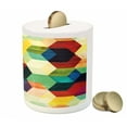 thumbnail image 3 of Vintage Piggy Bank, Rhombus Pattern Grunge Effect Hexagonal Pattern Colorful Geometric Mosaic Art, Ceramic Coin Bank Money Box for Cash Saving, 3.6" X 3.2", Multicolor, by Ambesonne, 3 of 4