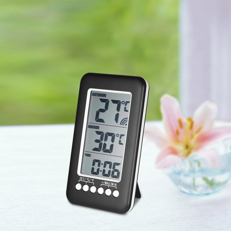AcuRite Battery-Powered Indoor/Outdoor Digital Thermometer with Clock,  White, 3.5 H x 2.3 W x 1.2 D