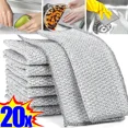 thumbnail image 2 of 1/20 piezas de paño de limpieza mágico de doble capa, paño de microfibra, paño de alambre antirayaduras, paño para lavar platos, herramientas de limpieza multifuncionales para el hogar, 2 of 5
