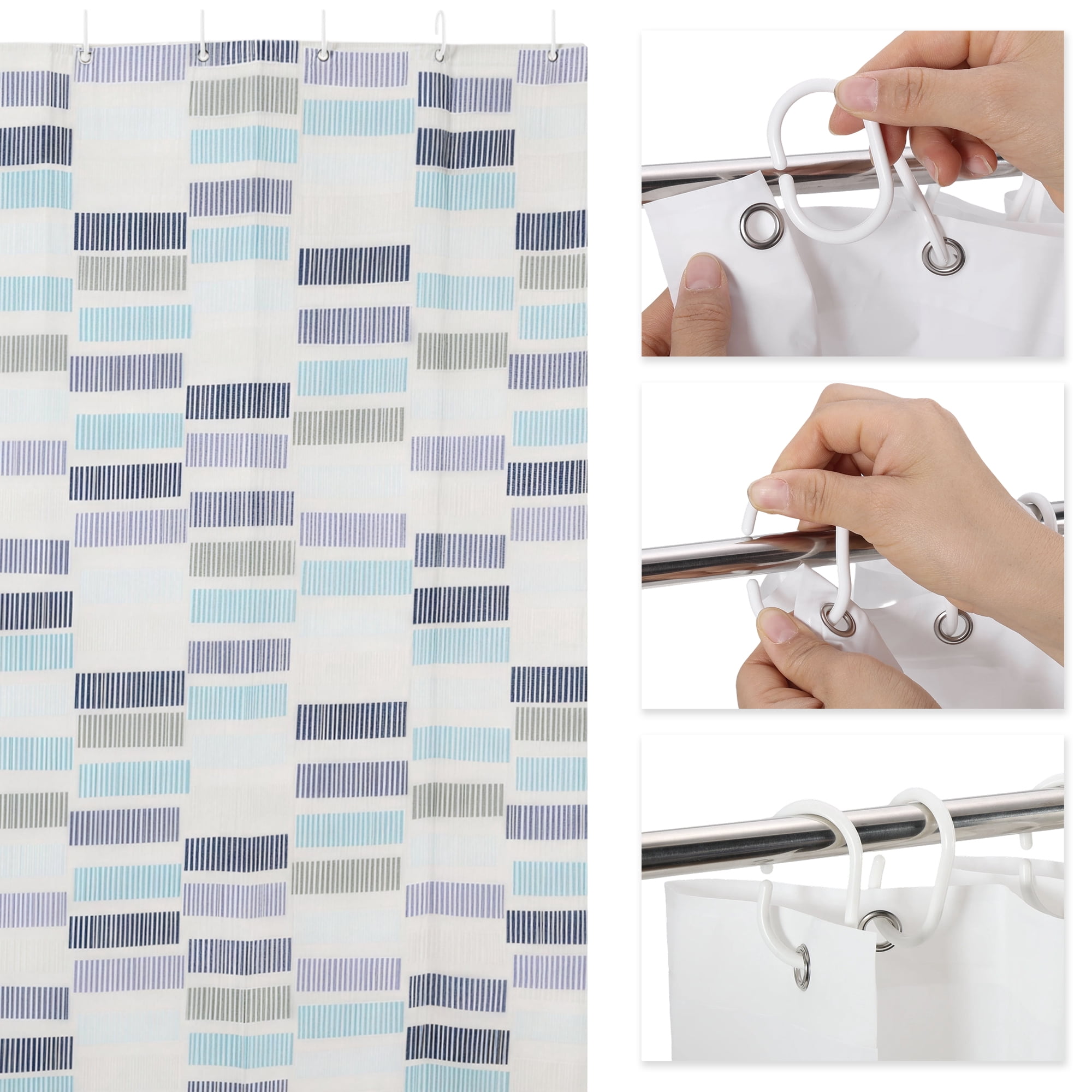 Unique Bargains Durable Waterproof Geometric Pattern Shower Curtain 70.87x70.87