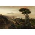 thumbnail image 2 of Oswald Achenbach 18x13 Black Ornate Wood Framed Double Matted Museum Art Print Titled - View of the Vesuvius (1884), 2 of 5