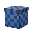 thumbnail image 3 of (2 pack) Mainstays Collapsible Storage Ottoman, Blue Check, 3 of 7