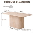 thumbnail image 6 of 63" Dining Table for 4 Person, [Rounded Corners] [Striped Pedestal Base] Farmhouse Modern Rectangle Kitchen Dinner Table, Beige, 6 of 7