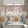 thumbnail image 4 of Orange Blue Pumpkins Semi Sheer Curtains 54 Inch Length 2 Panels Set, Thanksgiving Fall Leaves Farmhouse Sheer Kitchen Curtain Privacy Voile Window Curtain for Living Room Bedroom Rod Pocket Drapes, 4 of 7