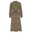 thumbnail image 6 of Wycnly Summer Dresses for Women Beach Party Fashion Elastic Waist Button Down Tunic A Line Long Dresses 2025 Short Sleeve V-Neck Leopard Print Maxi Formal Dress Brown m, 6 of 7