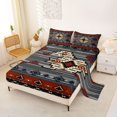 thumbnail image 2 of jejeloiu Bold Tribal Bed Sheets,Southwest Print Full Size Sheets For Boys,Red Gray,4-Piece,1 Flat Sheet, 1 Fitted Sheet and 2 Pillowcases, 2 of 6