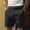 Black021, variant on Dwelliawo Mens Line Cotton Shorts Casual Straight Leg Pleat-Front Cotton Linen Shorts Vintage Summer Pants Linen Dress 9" Flat Front Casual Army Green S