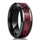 thumbnail image 2 of Anillo de dragón celta de boda de tungsteno negro a la moda con circonita verde/roja, anillo de pareja de fibra de carbono de acero inoxidable Punk para hombres, 2 of 5