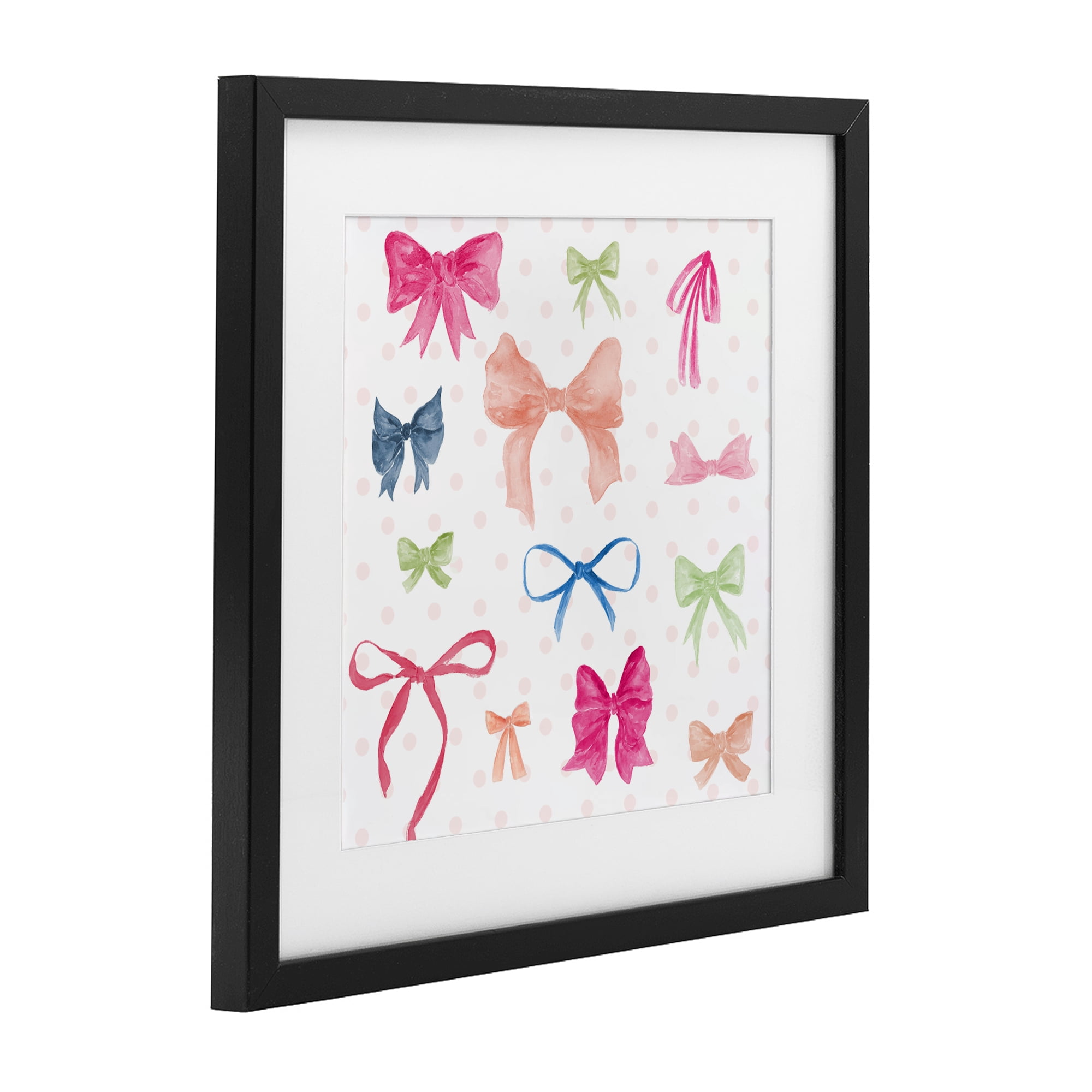 Stupell Industries Colored Bows on Plaid Black Framed Print Under Glass, design by Lucille Price