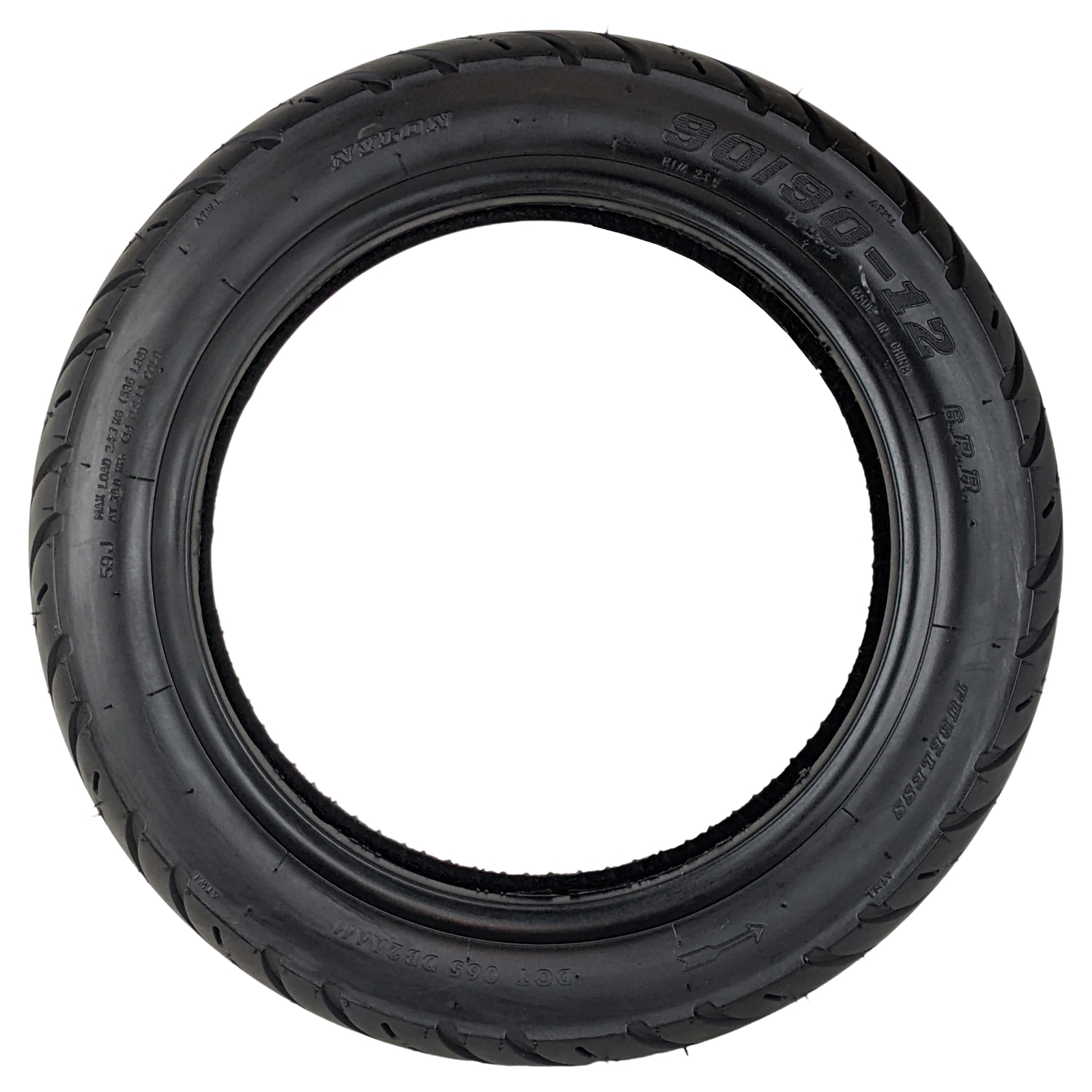 90/90-12 Tubeless Front or Rear Street Tread Scooter Tire - 12 Inch Rim - Suitable for TVS Jupiter, Hero Electric Optima HX/Photon HX