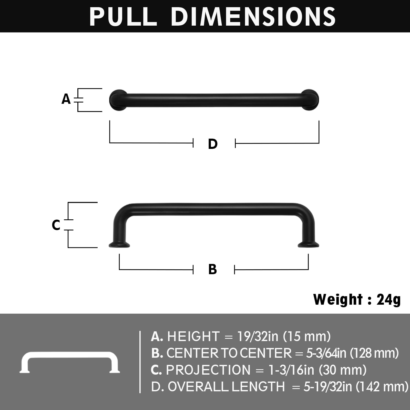 Goo-Ki 12 Pack 5''(128 MM) Hole Centers Matte Black Cabinet Pulls, Luxury Zinc Alloy Cabinet Handles for Dresser,Drawer,and Cupboard
