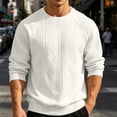 thumbnail image 2 of Hurxie Men's Sweater Crewneck Cable Knit Textured Sweaters Pullover Casual Sweater for Men White,3XL, 2 of 7