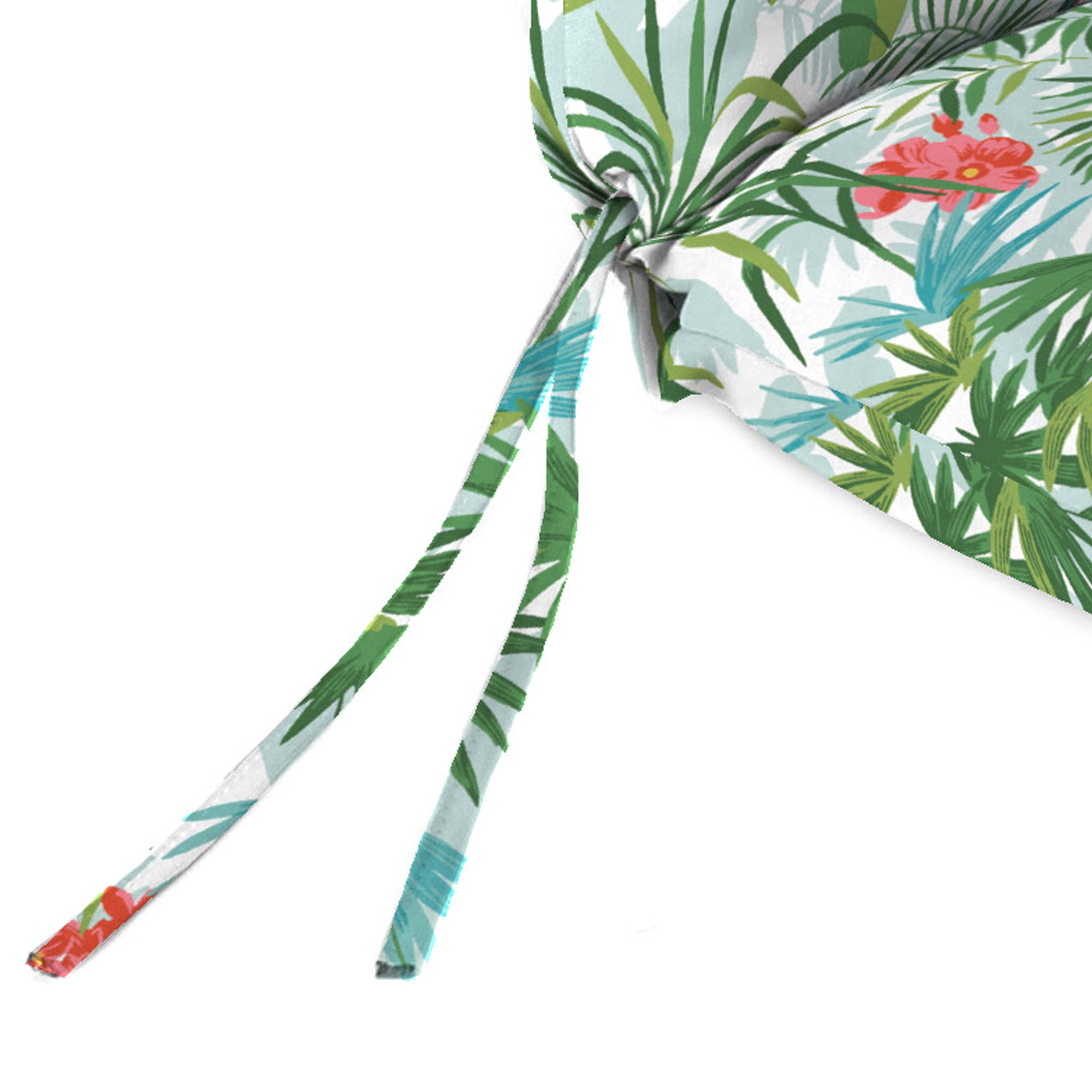 Jordan Manufacturing 44" x 22" Jabber Clover Multicolor Tropical Rectangular Outdoor Chair Cushion with Ties and Hanger Loop