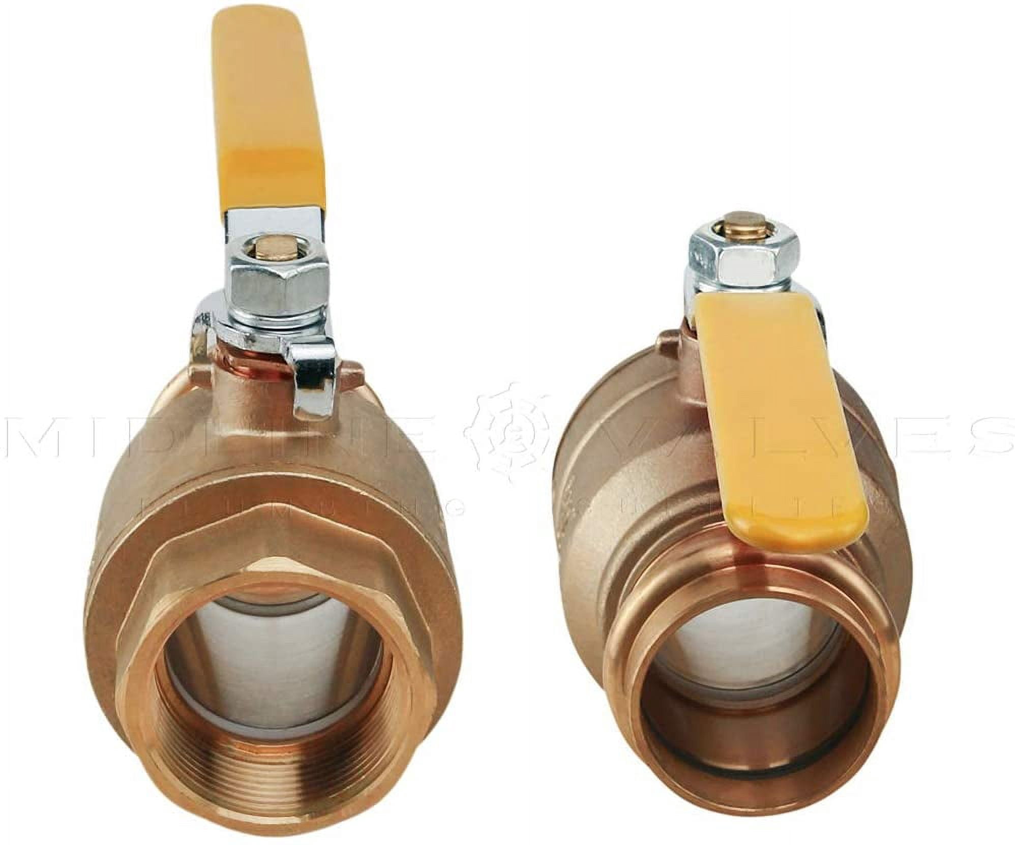 Midline Valve 542001VLVF-5 Premium Adapter Ball Valve, with 1 in. Press x FIP Connections, Brass (Pack of 5)