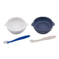 thumbnail image 5 of Set de Tazones y Cucharas PAPU BABY Blanco Mármol Azul Marino de Silicón Grado Alimenticio con Succi, 5 of 5