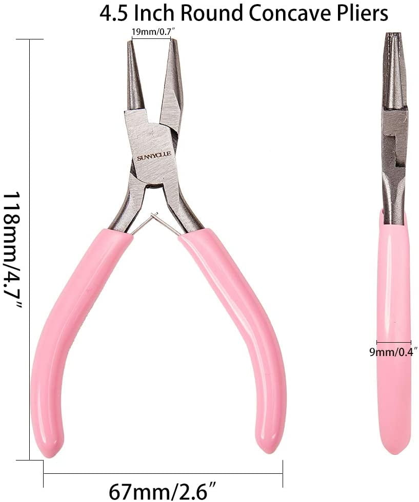 HARFINGTON Mini Needle Nose Pliers 4.5 Inch Mini Flat Jaw Precision Plier  with Pink Plastic Handle for DIY Crafts Jewelry Making