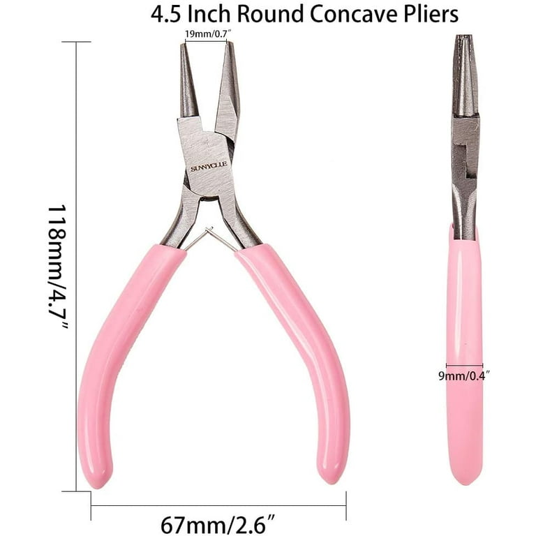 4.5 Inch 3-Step Wire Ring Looping Pliers Mini Precision Round Flat Nose  Combination Pliers Tools for DIY Jewelry Making Pink 