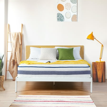 GrandRest 11 Inch Blue Piped Tight Top Spring Mattress, Queen