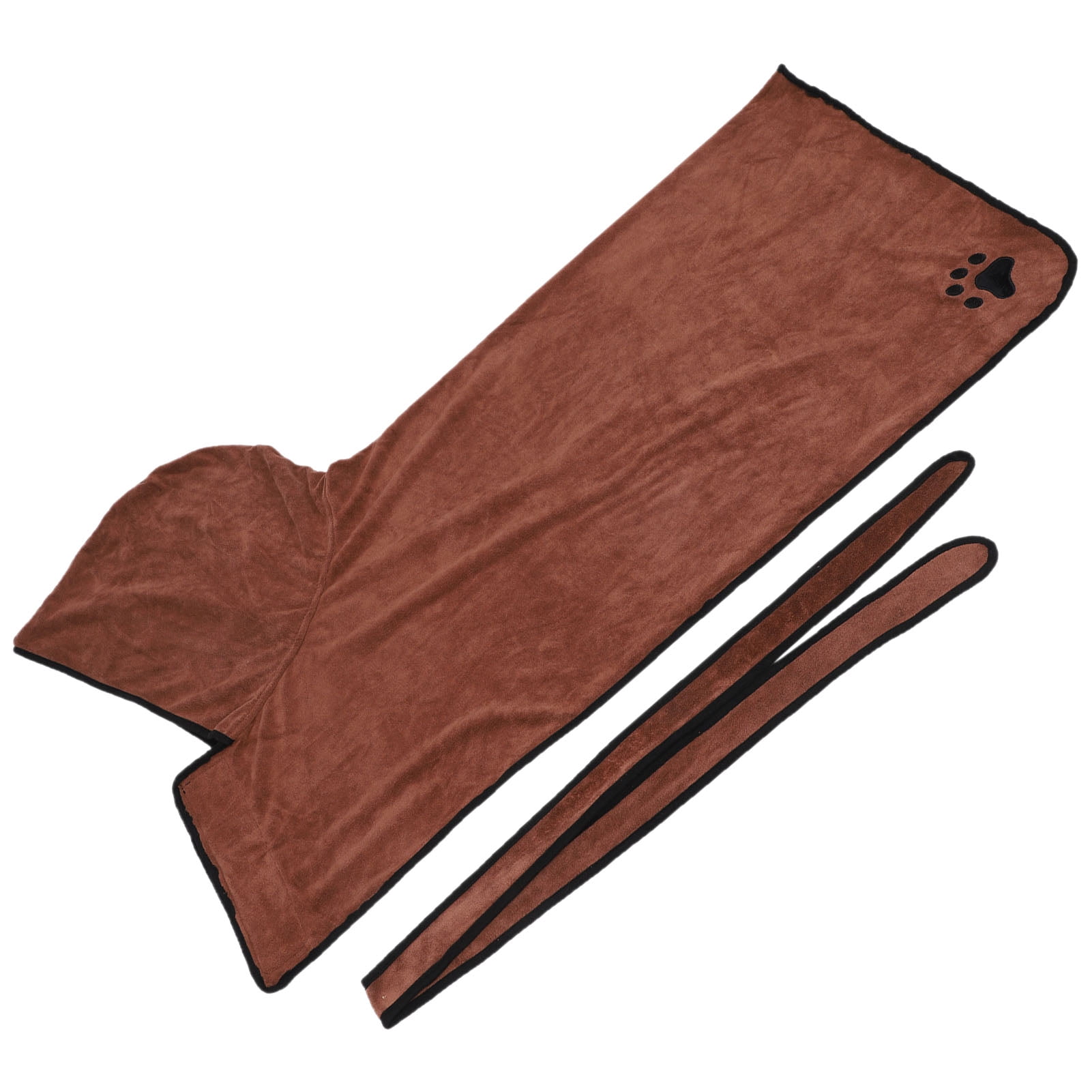 Hooded Pet Drying Bathrobe Absorbent Dog Cat Towel with Belt Brown