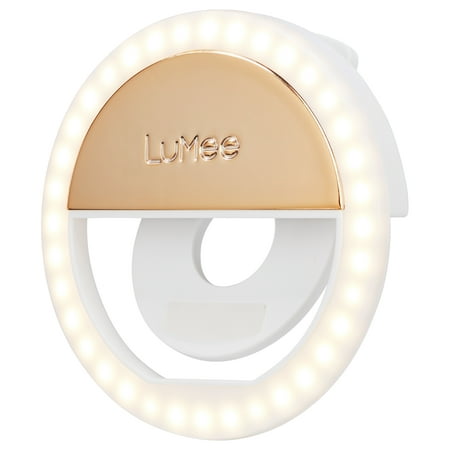Image of LuMee Studio Ring Light - LED Clip-on Ring Light for Phones Laptops Monitors Tablets - Portable and Rechargeable - Gold