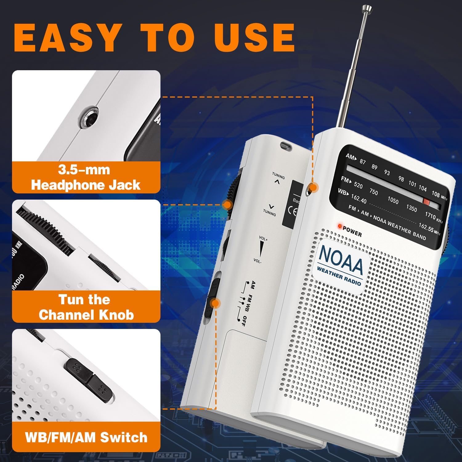 Meikoko Portable AM/FM Radio with Long-Range Antenna photo 5