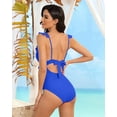 thumbnail image 4 of Womens One Piece Ruffle Cut Out Swimsuits Strappy Monokinis Bathing Suits, 4 of 5