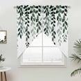 thumbnail image 5 of Turquoise Ombre Botanical Kitchen Window Curtains, Swag Curtains Valance for Bedroom Living Room Bathroom, Watercolor Pastoral Leaf Rod Pocket Window Treatment Curtain Block Drapes 2 Panels 36"x45", 5 of 9