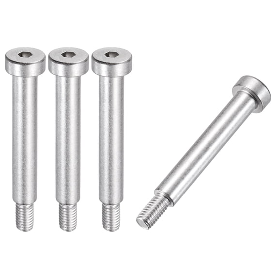 4 Pcs 304 Stainless Steel Shoulder Bolt 8mm Shoulder Dia 50mm Shoulder Length M6x1 Thread Hex Socket Shoulder Bolts for Hydraulic Injection Molding Machinery Industries
