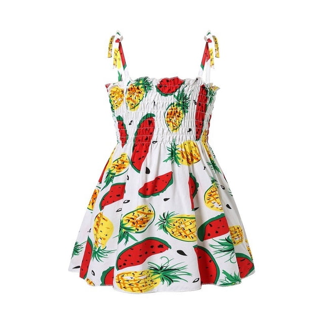 MIASHUI Robe Florale pour Filles Tout-Petits Robe Smockée Ligne A Robe d'Été de Plage pour Filles, Blanc, 3-6 Mois