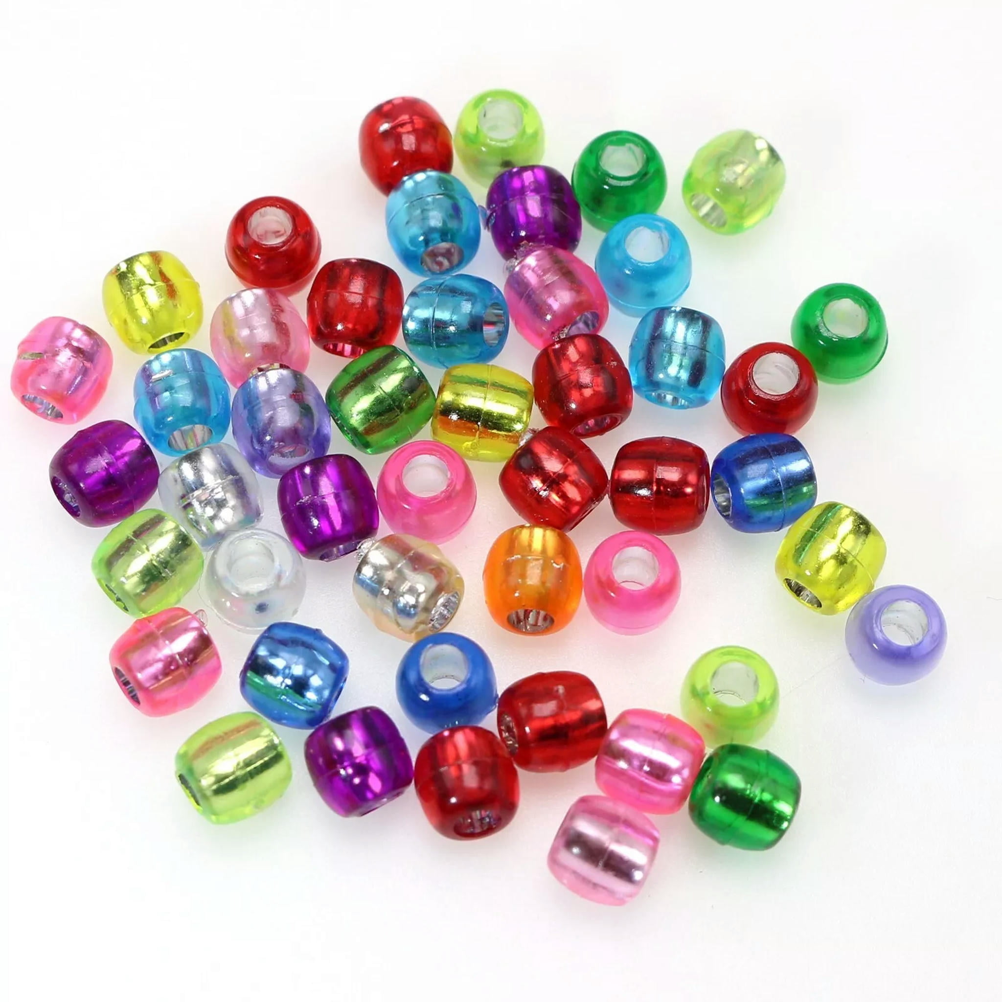 EOEMY 1000 Mixed Color Silver Foil Pony Barrel Beads 8X6mm Kandi Bracelet Wholesales