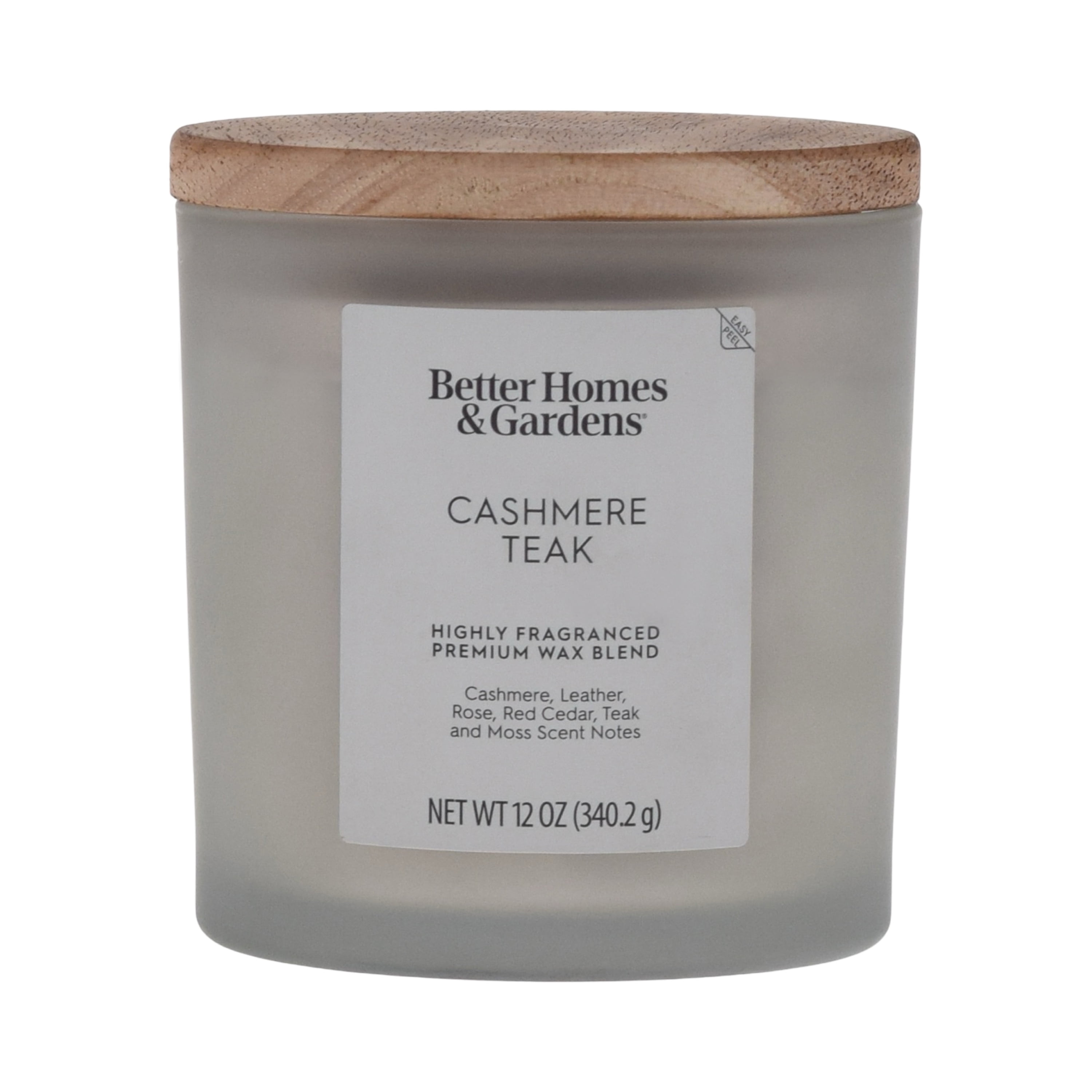 (4 pack) Better Homes and Gardens Cashmere Teak Scented 2-Wick Frosted Jar Candle 12oz.