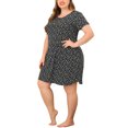 thumbnail image 4 of MODA NOVA Junior's Plus Nightgown Stretch Pattern Round Neck Sleep Dress Black 2X, 4 of 5