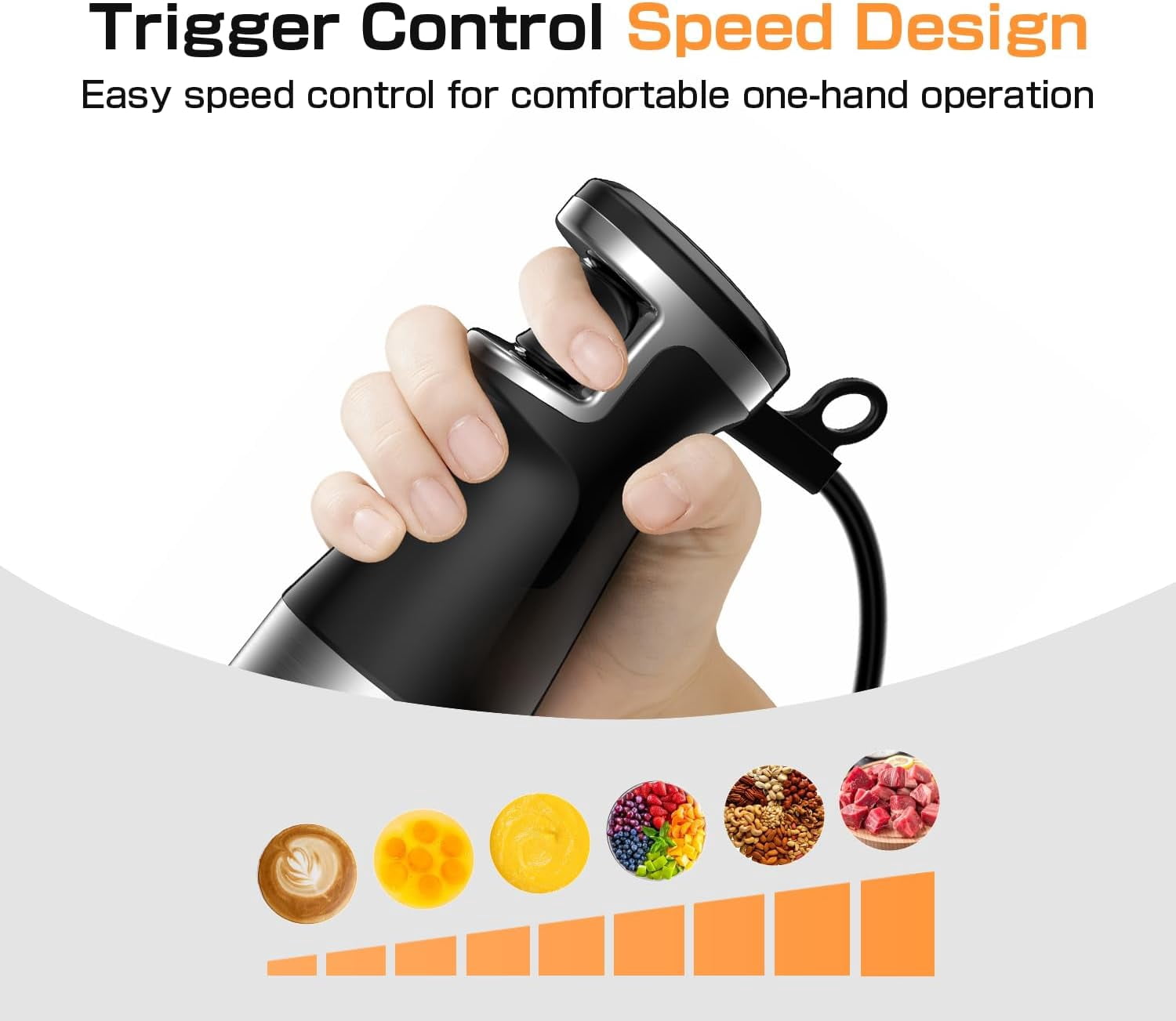1100W 5-in-1 Handheld Immersion Blender, Variable Speed Corded Stick Blender with Chopper Whisk and Frother