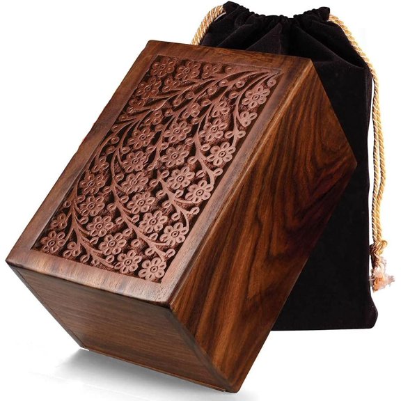 Wooden Cremation Urn box for Human Adult Ashes - Handmade - Tree of Life Urn Box for Human Or Pet Ashes (Rosewood)