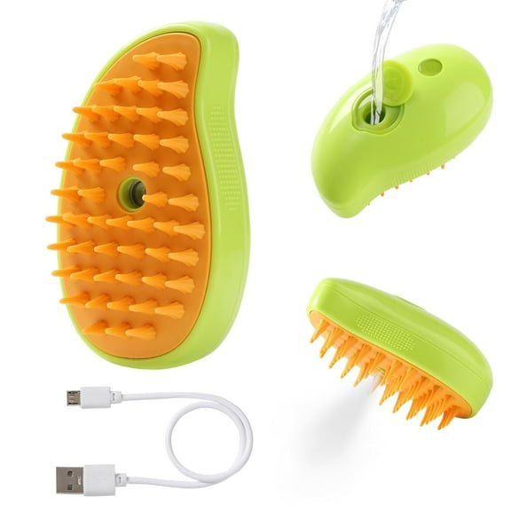 Steamy Cat Brush - 3 in1 Cat Steam Brush, 2024 Best Cat Steamy Brush, Rechargeable Cat Slicker Brush With Liquid Inlet, Eliminate Flying Hair and Tangled Hair, Cat Gift for Christmas (Green)