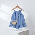 thumbnail image 2 of Wxirdiow Tulle Robe en pour Fillette, Robe d'Été Confortable et Respirante pour Filles, Robe à la Mode et Décontractée avec Sac, Bleu, Taille 2-3 Ans, 2 of 3