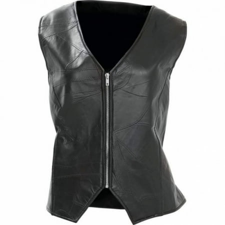 - Diamond Plate Ladies Rock Design Genuine Leather Angel Wing Vest