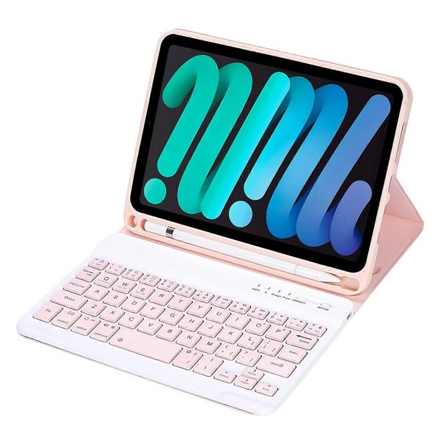 C06B For iPad mini (2021) Anti-Scratch Protective Case with Bluetooth Keyboard Shockproof Stand Leat