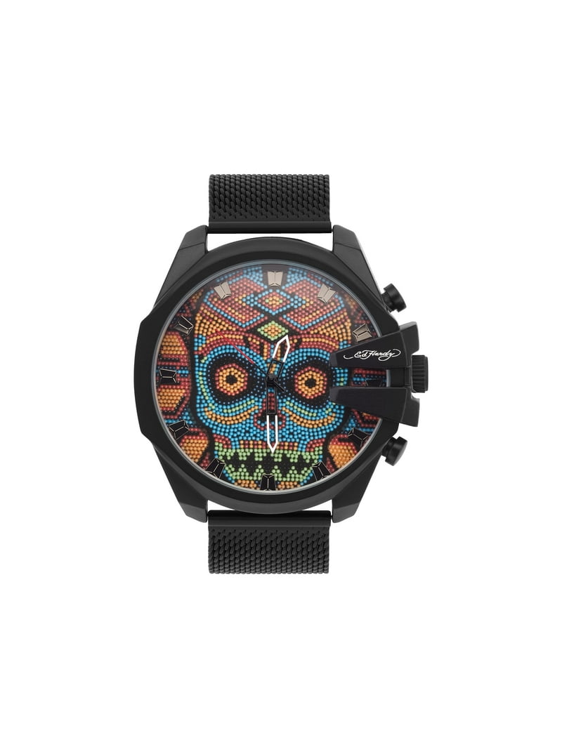 Ed Hardy Men's Gunmetal Mesh Bracelet Watch 53mm - Walmart.com