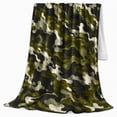 thumbnail image 2 of Military Camouflage Green Autumn Forest, Peaceful Mountain Lake Scene, Warm Flannel Blanket for Cabin and Lodge, Outdoor Lovers person's Day Gift, Artistic Home Decor, 2 of 9