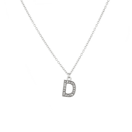 Lux Accessories Pave Crystal Initial 'D' Necklace Block